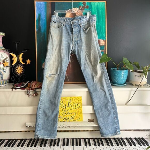 Fifty five Diesel Stylish Light Blue Men's Skinny Jeans 32 4 Button Fly - Picture 12 of 16